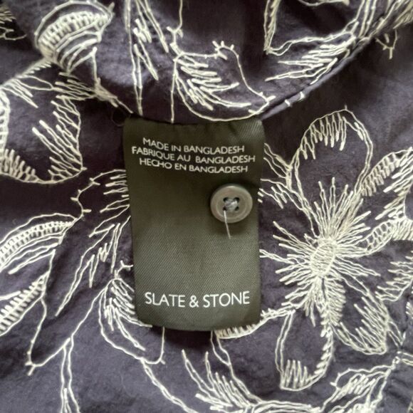 Men’s Slate & Stone Floral Embroidered Short Sleeve Button Down Shirt Size XXL - Picture 9 of 9